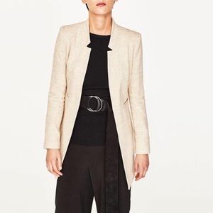 Cream/ivory Zara herringbone coat